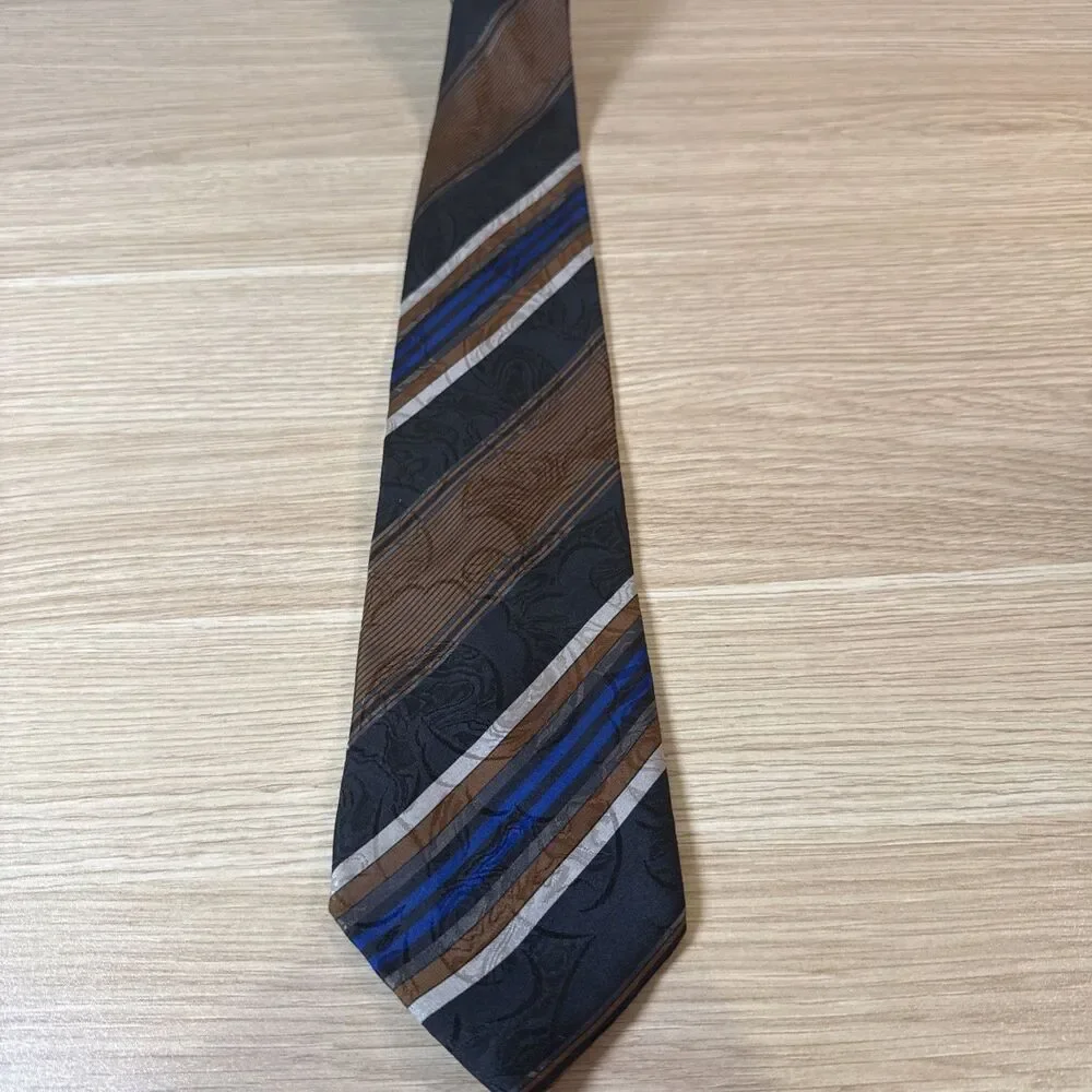 Mondo Di Marco Firenze Men's Silk Tie Abstract Geometric Striped Made In Italy